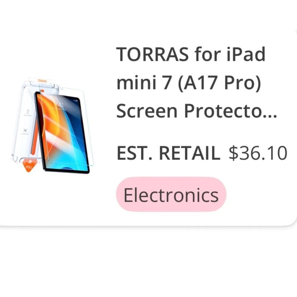 TORRAS iPad Mini 7 A17 Pro Screen Protector 9H Tempered Glass iPad Mini‎ 6 Clear
